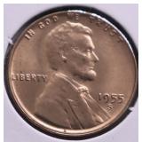 1955 S GEM RED LINCOLN CENT