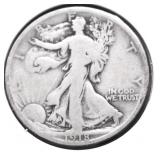 1918 D WALKING HALF DOLLAR VG