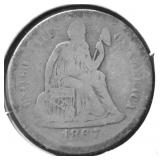1867 S SEATED DIME G RARE