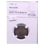 1900 NGC MS64BN INDIAN HEAD CENT