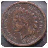 1894 INDIAN HEAD CENT XF