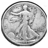 1943 D WALKING HALF DOLLAR XF