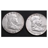 TWO FRANKLIN  HALF DOLLARS