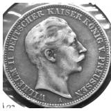 1911 PRUSSIA SILVER 3 MARKS VF DETAILS
