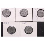 6 SILVER WAR NICKELS