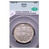 1937 D CACMS66 OREGON HALF DOLLAR