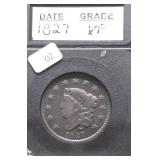 1827 LARGE CENT XF