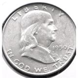 1950D CHOICE BU FBL FRANKLIN HALF DOLLAR