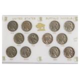 1934 TO 1938 D BUF NICKEL SET 34PD AU58 {REST CH