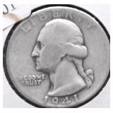 1941 D WASHINGTON QUARTER VF