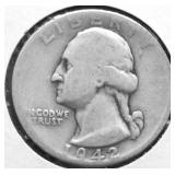 1942 D WASHINGTON QUARTER F
