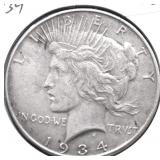 1934 PEACE DOLLAR VF