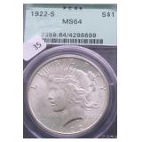 1922 S PCGS MS64 PEACE DOLLAR
