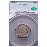 1919 D CAC VF 30 BUFFALO NICKEL