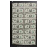 UNCUT PAGE OF 2 DOLLAR BILLS