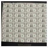 UNCUT PAGE OF 1$ BILLS