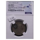1873 GREECE NGC GEMUINE 2 D