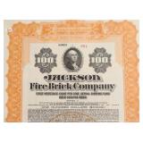 JACKSON FIRE BRICK CO STOCK CERTIFICATE AU
