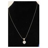 STERLING SILVER CZ PENDANT NECKLACE