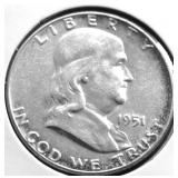 1951 CHOICE BU FRANKLIN HALF DOLLAR