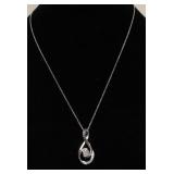 STERLING SILVER CZ PENDANT NECKLACE