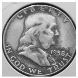 1958 D FRANKLIN HALF DOLLAR VF
