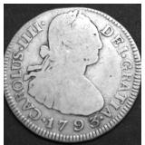 1793 MEXICO 2 REALS VF  PQ
