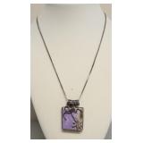 STERLING  SILVER PURPLE STONE NECKLACE