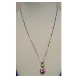 STERLING SILVER PINK STONE NECKLACE