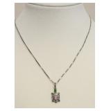 STERLING SILVER TURTLE PENDANT NECKLACE