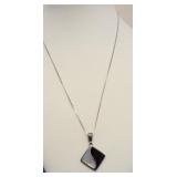 STERLING SILVER  BLACK ONYX/PEARLED NECKLACE