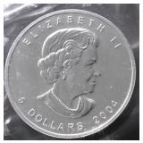 2004 CANADA MAPLE LEAF GEM 1 OZ .9999 SILVER ROUND
