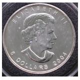 2004 CANADA MAPLE LEAF GEM 1 OZ .9999 SILVER ROUND