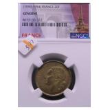 1954 NGCGEMUINE FRANCE 20 CENTS