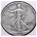 1943 D WALKING HALF DOLLAR XF