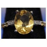10K GOLD YELLOW TOPAZ RING  SZ6.5  2.17 GRAMS