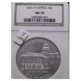 2001 P NGC MS70 CAPITOL SILVER DOLLAR