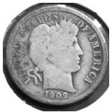 1909 BARBER DIME G