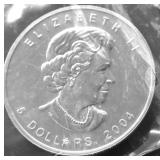 2004 CANADA MAPLE LEAF GEM 1 OZ .9999 SILVER ROUND