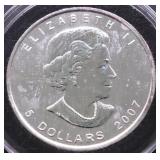 2007 CANADA MAPLE LEAF GEM 1 OZ .9999 SILVER ROUND