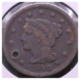 1846 LARGE CENT HOLE