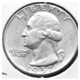 1957 D WASHINGTON QUARTER AU