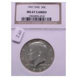 1867 NGC PF67CAMEO SMS KENNEDY HALF DOLLAR