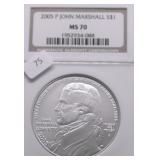 2005 P NGC MS70 JOHN MARSHALL SILVER DOLLAR