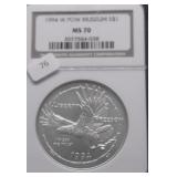 1994 W NGC MS70 POW SILVER DOLLAR