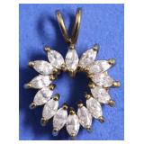 14K GOLD WHITE SAPPHIRE PENDANT   3.13 GRAMS