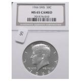 1966 NGC MS65 CAMEO SMS KENNEDY HALF DOLLAR