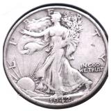 1942 S WALKING HALF DOLLAR   XF