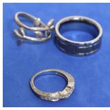 2 STERLING RINGS  1 UNKNOWN METAL RING
