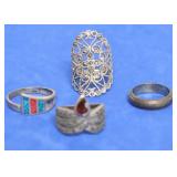 4 STERLING SILVER RINGS